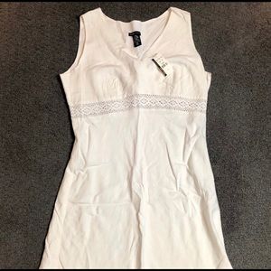 New York & Company Tank Crochet Linen Dress White